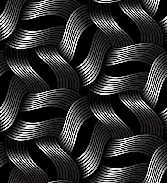 Steel wavy geometric seamless pattern. — Stock Vector