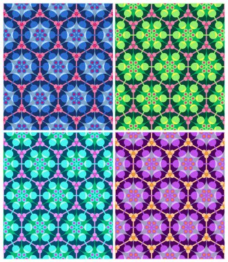 4 renkli ve parlak kesintisiz geometrik desenleri
