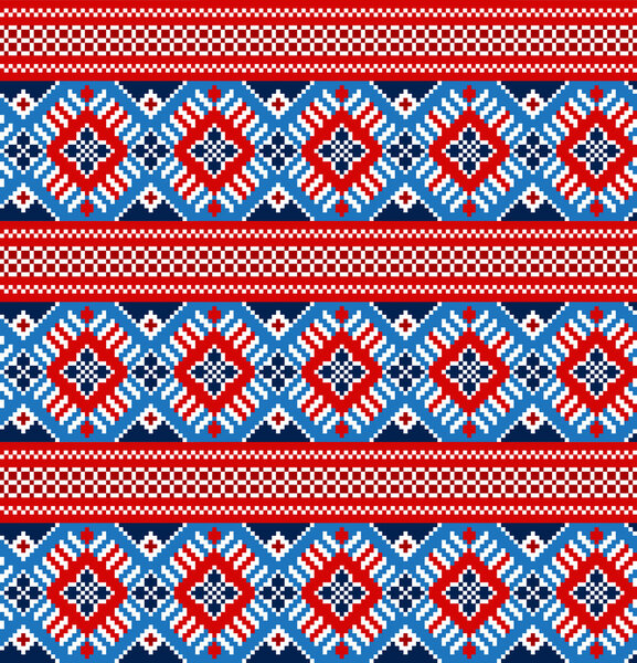 Cross-stitch ethnic seamless pattern. Handmade orient traditiona