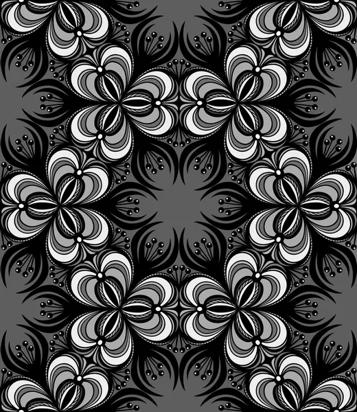 Patrón Floral Gráfico sin costura. Fondo blanco y negro . — Vector de stock