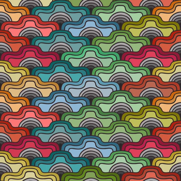 Abstract seamless hand-drawn wavy pattern. Colorful background. — Stock Vector