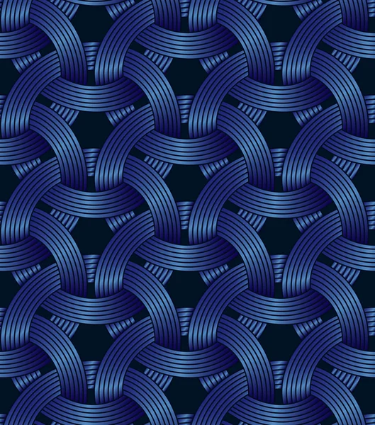 幾何学的なシームレスな pattern.dark 青い背景を織り円. — ストックベクタ