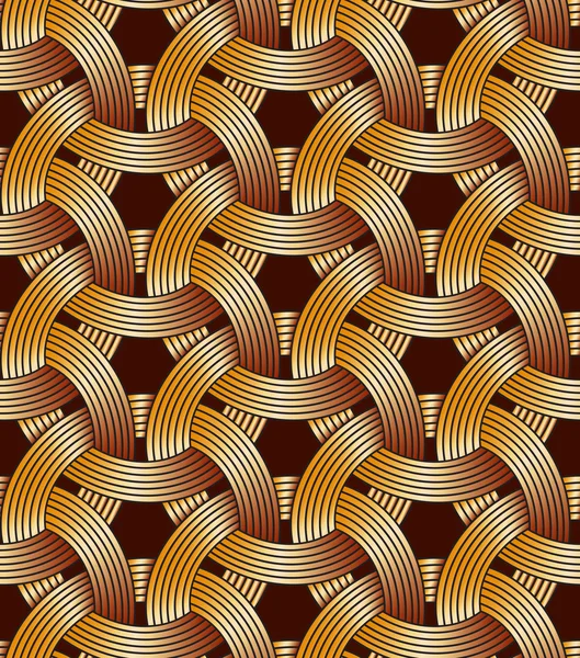 Circle Weaving Geometric Seamless Pattern. Goldenl background. Royalty Free Stock Vectors
