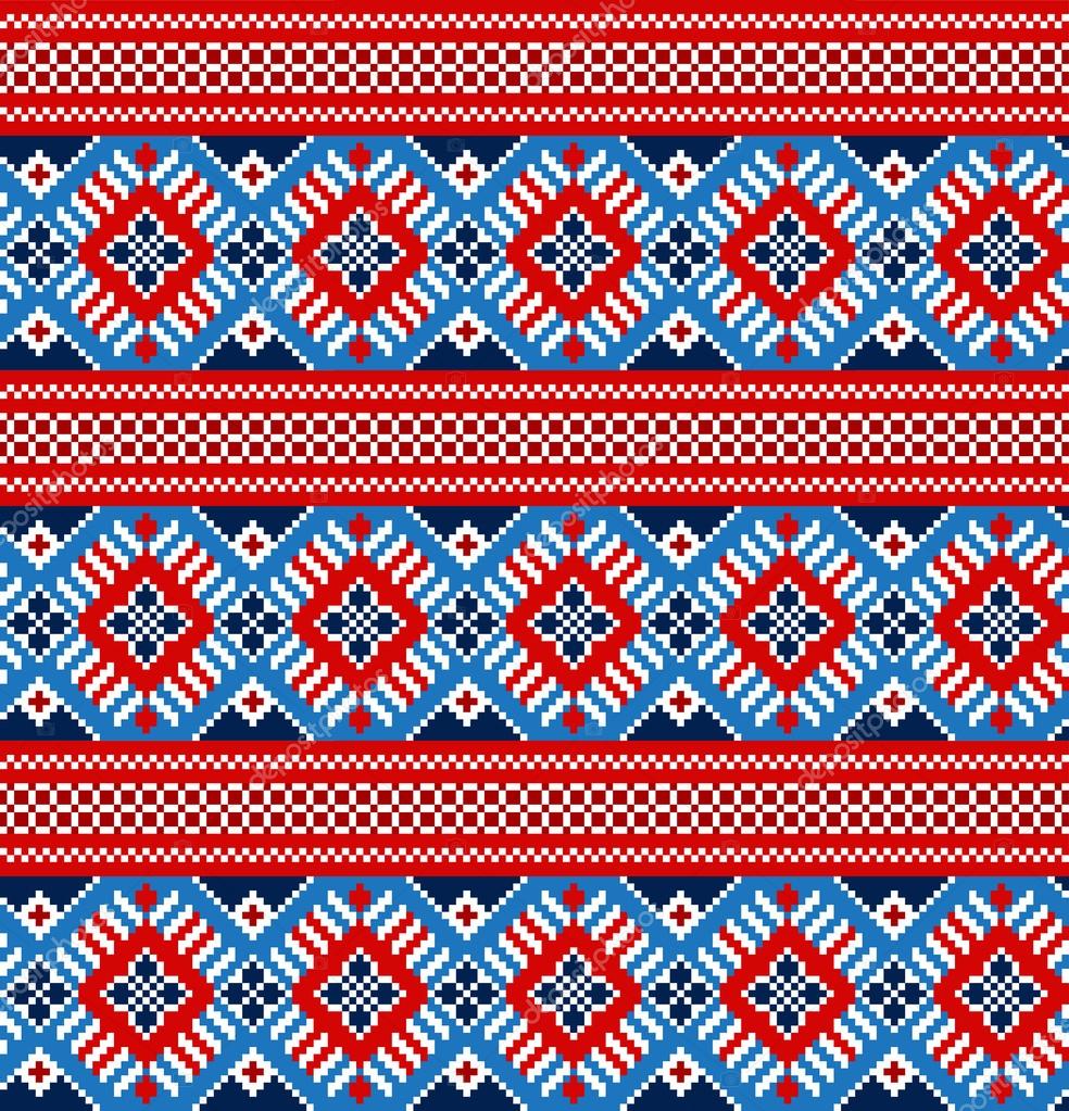 Cross-stitch ethnic seamless pattern. Handmade orient traditiona