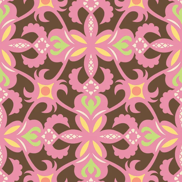 Floral Graphic Seamless Pattern on brown background. — Stock Vector