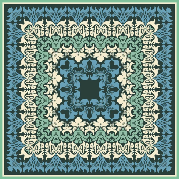 ベクトルの装飾的なカード。ダマスク織の花飾り. — ストックベクタ