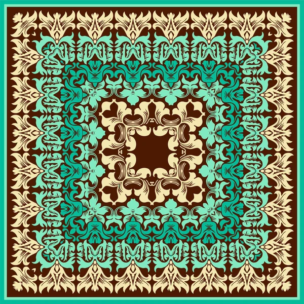 Tarjeta ornamental vectorial. Adorno de damasco floral . — Archivo Imágenes Vectoriales