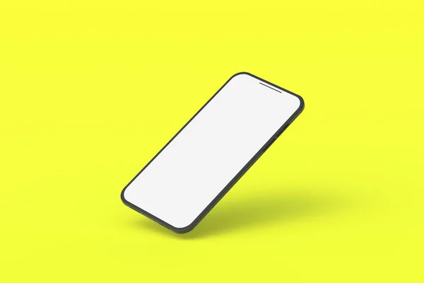 Uno Smartphone Con Schermo Bianco Isolato Sfondo Giallo Rendering — Foto Stock