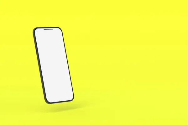 Smartphone Con Pantalla Blanca Aislada Sobre Fondo Amarillo Copiar Espacio —  Fotos de Stock