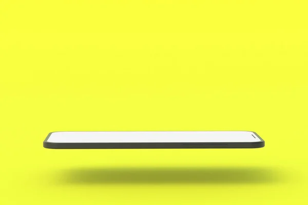 Smartphone Con Pantalla Blanca Aislada Sobre Fondo Amarillo Copiar Espacio —  Fotos de Stock