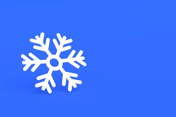 蓝色背景白雪公主雪片 冬天下大雪 圣诞节传统的节日庆祝概念 全球冷却 天气状况 复制空间 3D渲染 — 图库照片