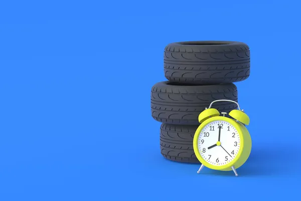 Automobile Tires Alarm Clock Lifetime Warranty Service Auto Parts Fast — Stock Photo, Image