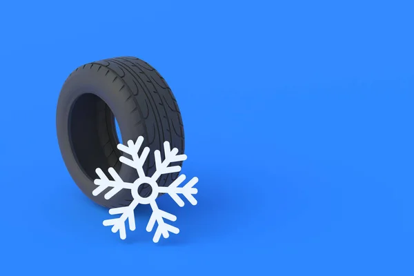 Winterband Bij Sneeuwvlok Vervanging Opslag Onderhoud Van Auto Onderdelen Installatie — Stockfoto