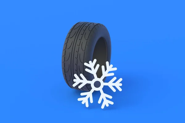 Winterband Bij Sneeuwvlok Vervanging Opslag Onderhoud Van Auto Onderdelen Installatie — Stockfoto