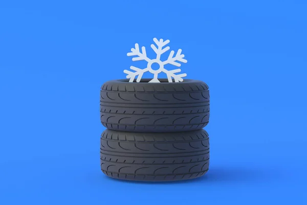 Winter Tires Snowflake Replacement Storage Maintenance Car Parts Tire Fitting — Stock Photo, Image