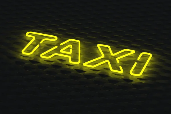 Светящееся Такси Темной Стене Неоновый Эффект Предоставление Услуг Пассажирских Перевозок — стоковое фото