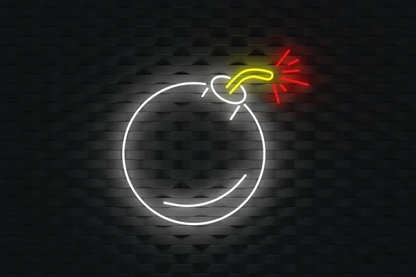Glowing Icon Bomb Dark Wall Render — Stock Photo, Image