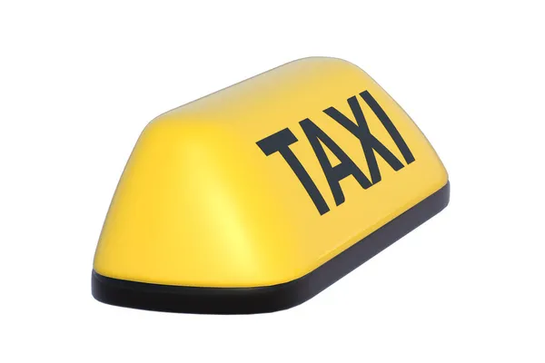Κίτρινη Πινακίδα Ταξί Απομονωμένη Λευκό Φόντο Απόδοση — Φωτογραφία Αρχείου