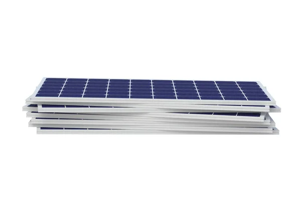 Hromada Solárních Panelů Izolovaných Bílém Pozadí Vykreslení — Stock fotografie