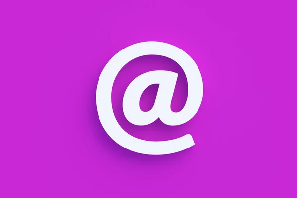 电子邮件标志 天鹅绒紫色背景上的符号 广告邮寄 商务信函 全球通信 世界新闻 3D渲染 — 图库照片