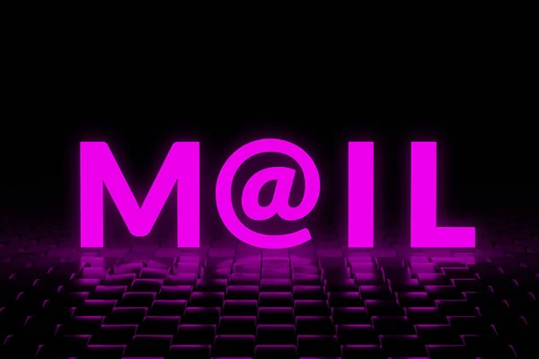 Palabra Brillante Email Terciopelo Color Violeta Efecto Neón Acceso Internet — Foto de Stock