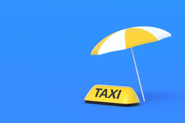 Panneau Jaune Taxi Sous Parapluie Concept Confort Accru Des Passagers — Photo