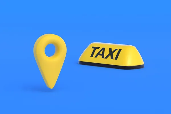 Жовтий Знак Таксі Біля Значка Gps Місце Зупинки Міського Пасажирського — стокове фото