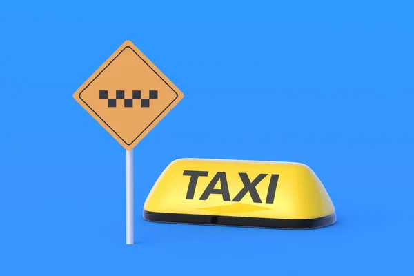 Gelbes Symbol Des Taxis Der Nähe Des Schildes Ort Der — Stockfoto