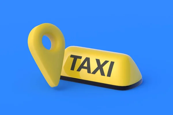 Gps Ikonunun Yanındaki Sarı Taksi Işareti Yolcu Taşımacılığının Durduğu Yer — Stok fotoğraf