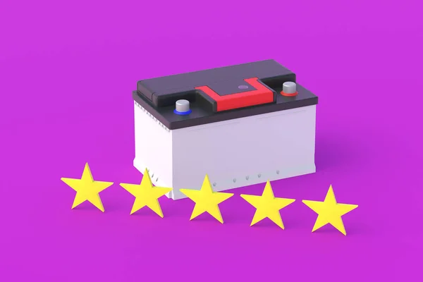 Auto Batterij Buurt Van Drie Gele Rating Sterren Twee Rode — Stockfoto