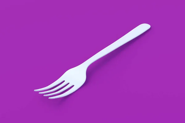 紫色背景的白色叉子 3D渲染 — 图库照片