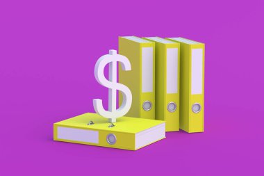 Finansal işlemleri belgeliyorum. Bankacılık gizliliği. Ticari bilgi. Ekonomik strateji. Finansal rapor. Denizaşırı hesapların listesi. Dolar sembolü ve kağıt klasörü. Uzayı kopyala 3d hazırlayıcı