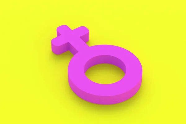Weibliches Geschlechtszeichen Gender Symbol Auf Gelbem Hintergrund Darstellung — Stockfoto