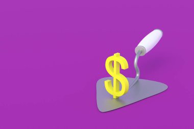 Şal ve dolar işareti. İnşaata yatırım. İnşaatçılar için maaş artışı talep et. İnşaat malzemeleri inşaatı. Enstrüman satışı. İnşaat şirketleri için ucuz krediler. 3d hazırlayıcı