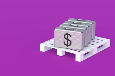 Para transferi. Banka koleksiyonu. Uluslararası mali yardım. Bir nakliye şirketine yatırım yapmak. Lojistik masrafları. Ulaşım ücreti. Çanta ve palet. Uzayı kopyala 3d hazırlayıcı