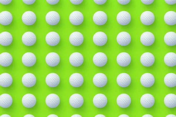 Rows Golf Balls Yellow Background Sports Equipment Leisure Hobby Games — Stockfoto