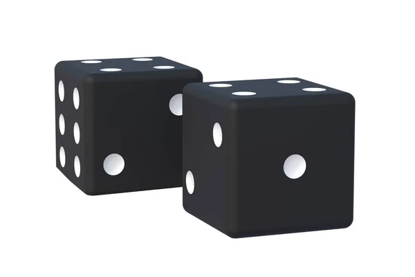 Black Dice Isolated White Background Render — Foto Stock