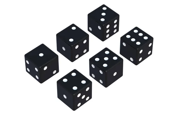 Set Black Dice Isolated White Background Render — Foto Stock