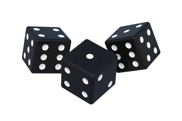 Falling Black Dice Isolated White Background Render — Foto Stock