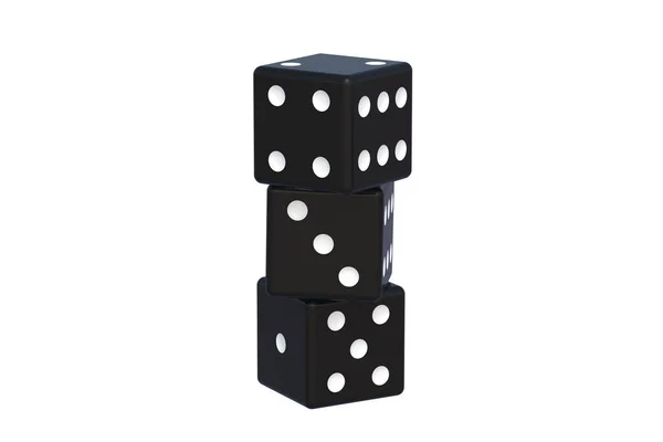 Heap Black Dice Isolated White Background Render — Foto Stock