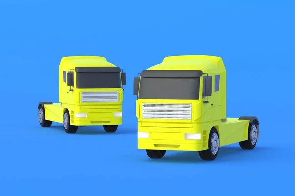 蓝色背景的卡车运输公司 重型货物的运输 送货服务 国际运输 3D渲染 — 图库照片