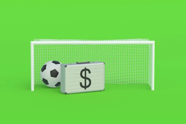 Money Suitcase Soccer Tools Prize Fund Sports Betting Winning Totalizator — Zdjęcie stockowe