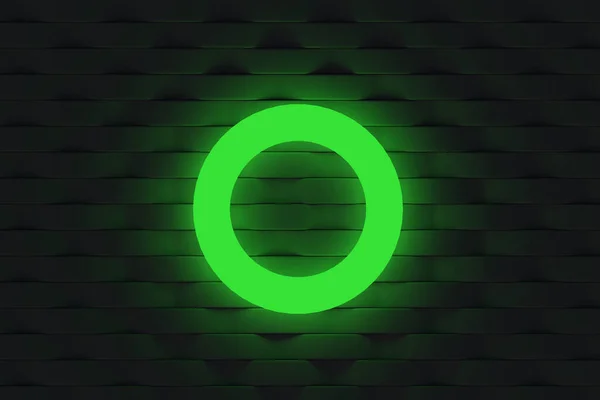 Glowing Shape Circle Wall Neon Effect Luminous Object Geometrical Figure — Stock Photo, Image