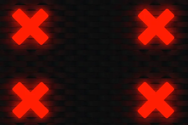 Glowing Shapes Crosses Wall Neon Effect Luminous Object Geometrical Figure — Stock Photo, Image