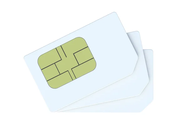 Sim Cards Mobile Phone Isolated White Background Render — Stock fotografie