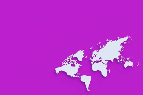 World Map Violet Background Copy Space Render — Foto de Stock