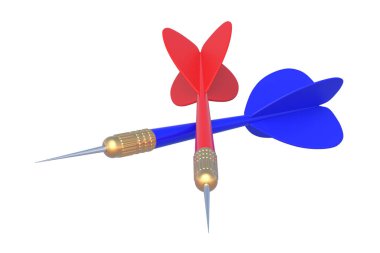 Beyaz arka planda izole edilmiş bir çift ok. 3d hazırlayıcı