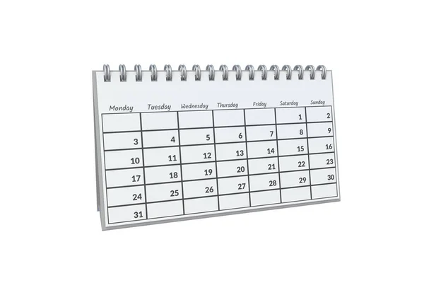Paper Calendar Isolated White Background Render — Stockfoto