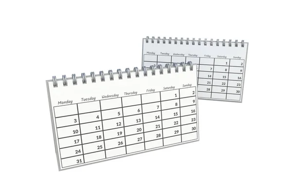 Papperskalender Isolerad Vit Bakgrund Återgivning — Stockfoto