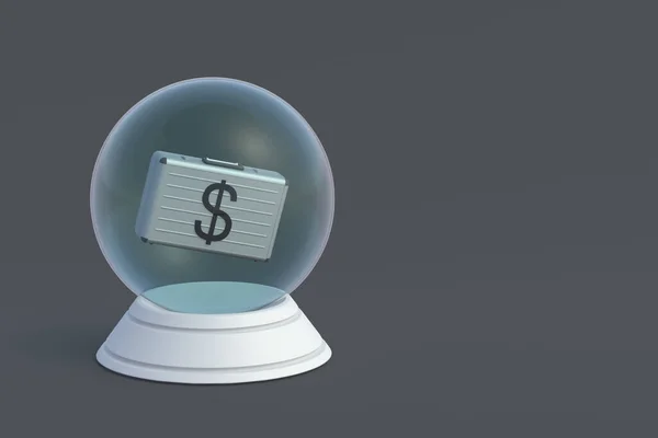 Money Suitcase Dollar Symbol Magic Sphere Copy Space Render — Stock fotografie
